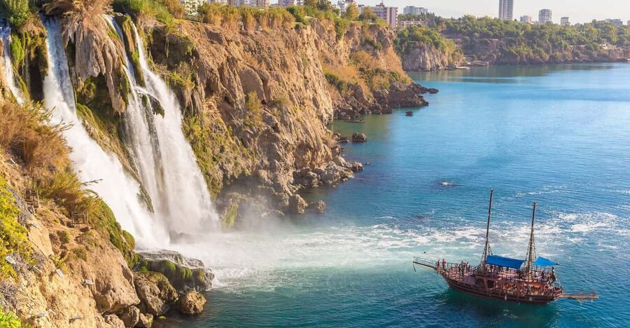 Antalya: Beach & Waterfalls Boat Trip w/ Lunch & Soft Drinks - Setting out on the Freedom Deluxe