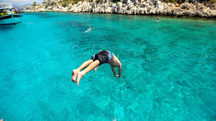 Bodrum: Orak Island Boat Tour with Swim Stops and Lunch - German Bay: the first clear-water swim