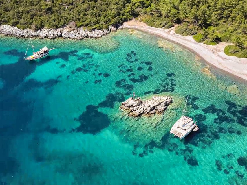Bodrum: Orak Island Boat Tour with Swim Stops and Lunch - Boarding a two-deck boat in Bodrum