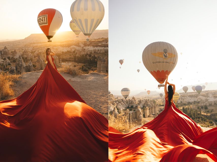 Cappadocia: Photo Shooting With Flying Dresses - Before sunrise at the balloon takeoff area