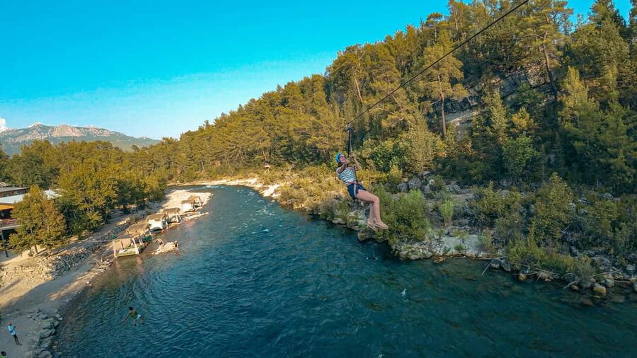 City of Side: Quad, Buggy, Rafting & Zipline Tour with Lunch - A quick zipline over the river