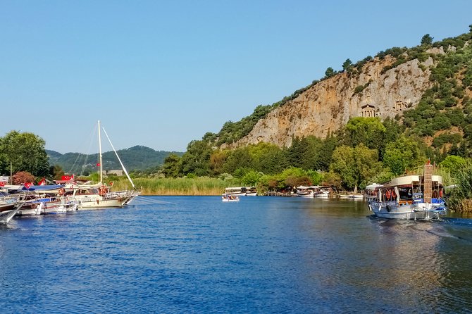 Dalyan River Cruise, Turtle Beach & Mud Baths from Marmaris - The Lycian rock tombs above the river