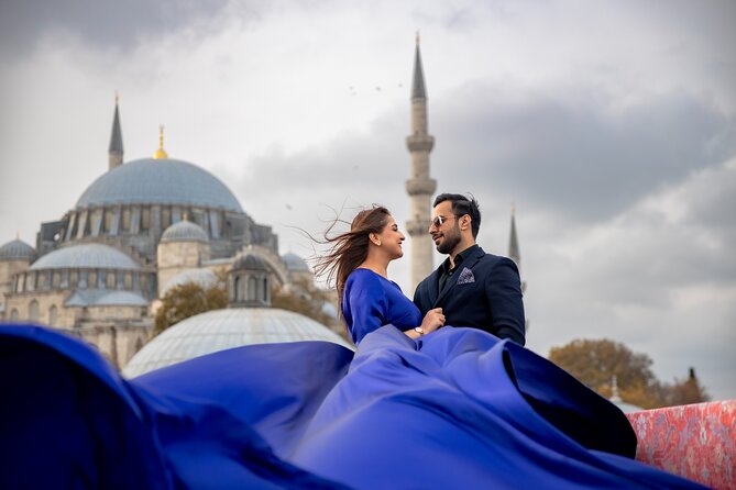 Flying Dress Photography on an Iconic Rooftop in Istanbul - Stop Two: Suleymaniye Mosque in the Frame