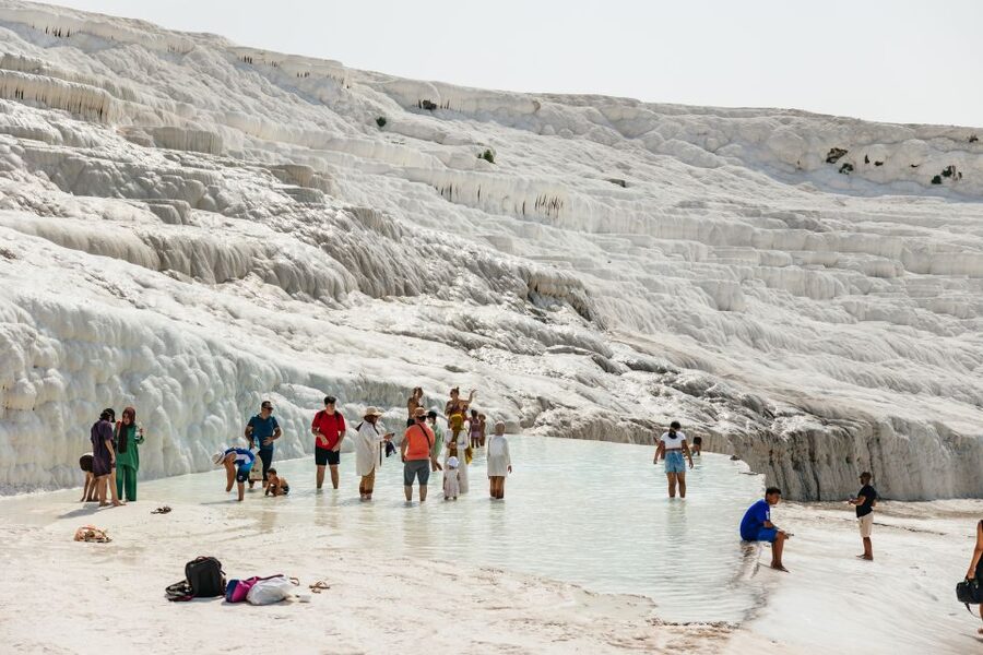 From Antalya/Kemer: Pamukkale and Hierapolis Tour with Lunch - Exploring Hierapolis beside the springs