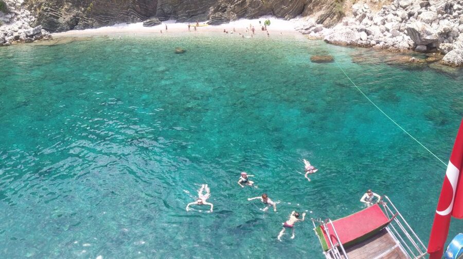 From Marmaris: Day Trip by Glass Bottom Semi Submarine - Paradise Island Bay and the final swim