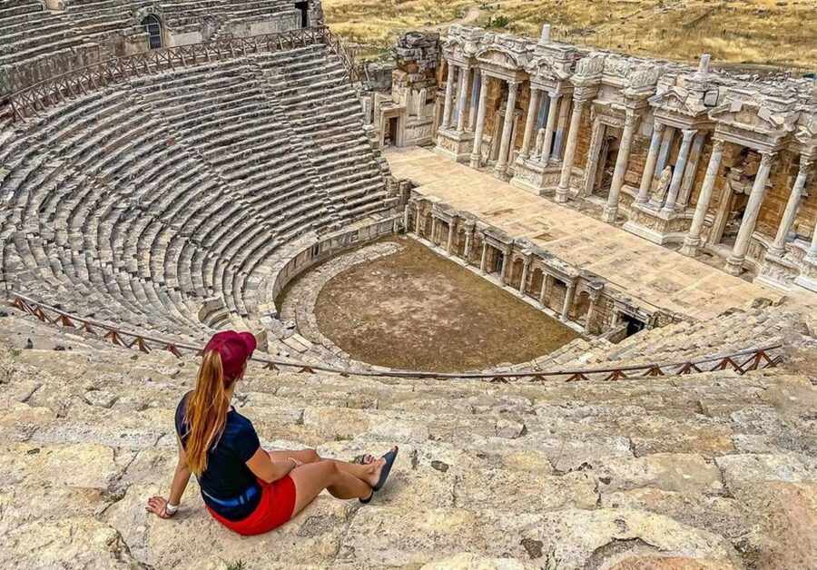 From Marmaris: Pamukkale Cotton Castle & Hierapolis Day Trip - First views of the white travertines