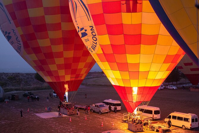 Full-Day Marmaris Pamukkale Tour With Hot Air Balloon Ride - Preparing for takeoff above Pamukkale