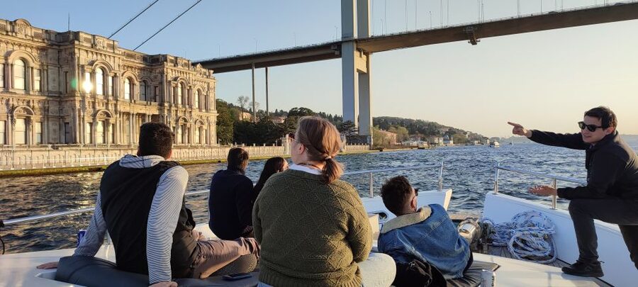Istanbul: Bosphorus Sunset Cruise on Yacht with Live Guide - Ortaköy Mosque and the first bridge