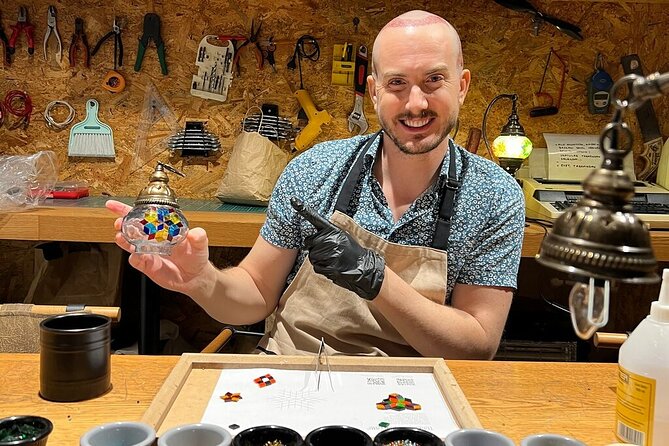 Istanbul Turkish Mosaic Lamp Workshop in Old Town - All Included - Choosing colors and building your pattern