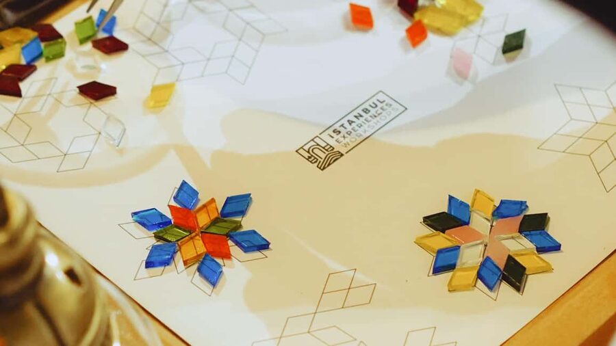 Istanbul: Turkish Mosaic Lamp Workshop with Bosphorus View - Choosing colors and building your design