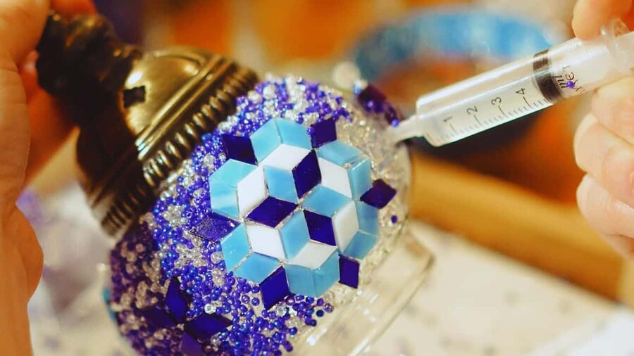 Istanbul: Turkish Mosaic Lamp Workshop with Bosphorus View - Waiting for the glass to dry