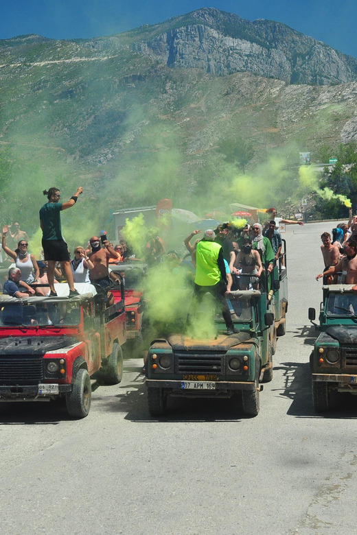 Jeep Safari-Lunch-Boat-Canyon-Waterfall-Foam,Water Party - The morning pickup and jeep convoy
