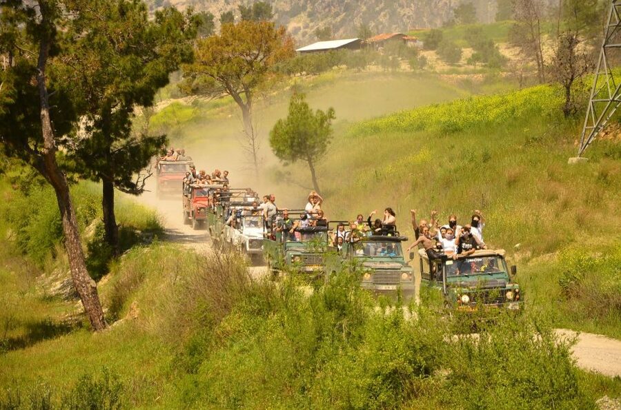 Side: Green Canyon and Waterfall Jeep Safari with Lunch - Green Lake swimming and the foam-filled convoy