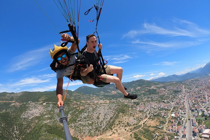Tandem Paragliding in Alanya, Antalya Turkey with a Licensed Guide - Takeoff, calm flight, or stronger maneuvers